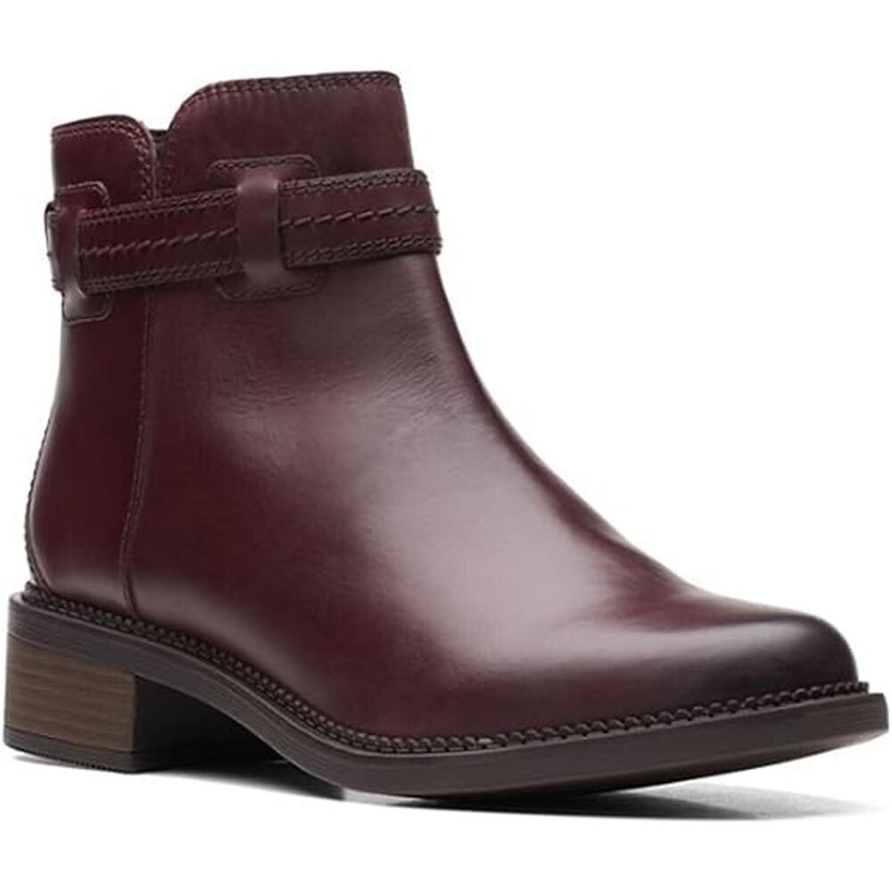 Clarks Women's Maye Ease Ankle Boots, Dark Brown Leather Size 5.5M
